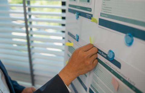 Un panel en el que se ve un planning