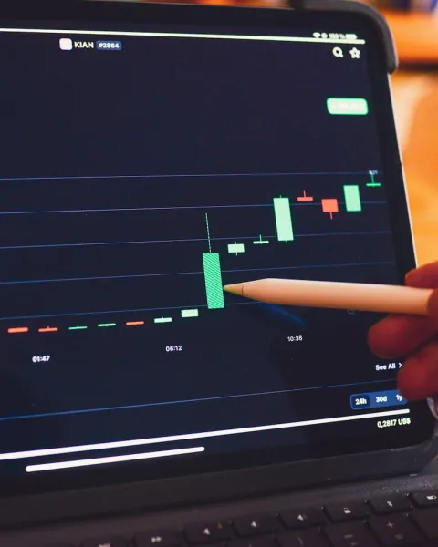 Gráfica financiera en un tablet
