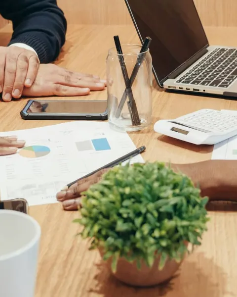 Documentos con gráficas encima de la mesa